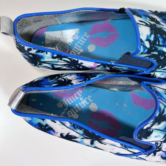 🦋 Juicy Couture Blue palm tree tropical platform Slip-On sneakers Shoes size 7 - Picture 8 of 8